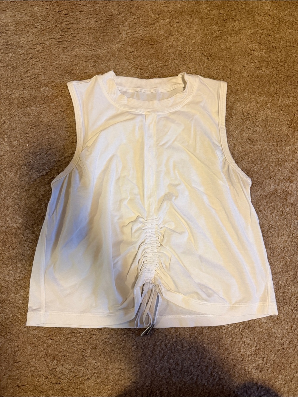 lululemon athletica White Sleeveless Ruched Front Tank